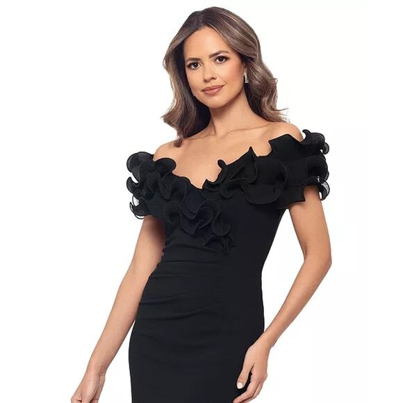Xscape Formal Cocktail Dress Plus 20W Black Wedding Party Off Shoulder Feminine - Picture 5 of 12